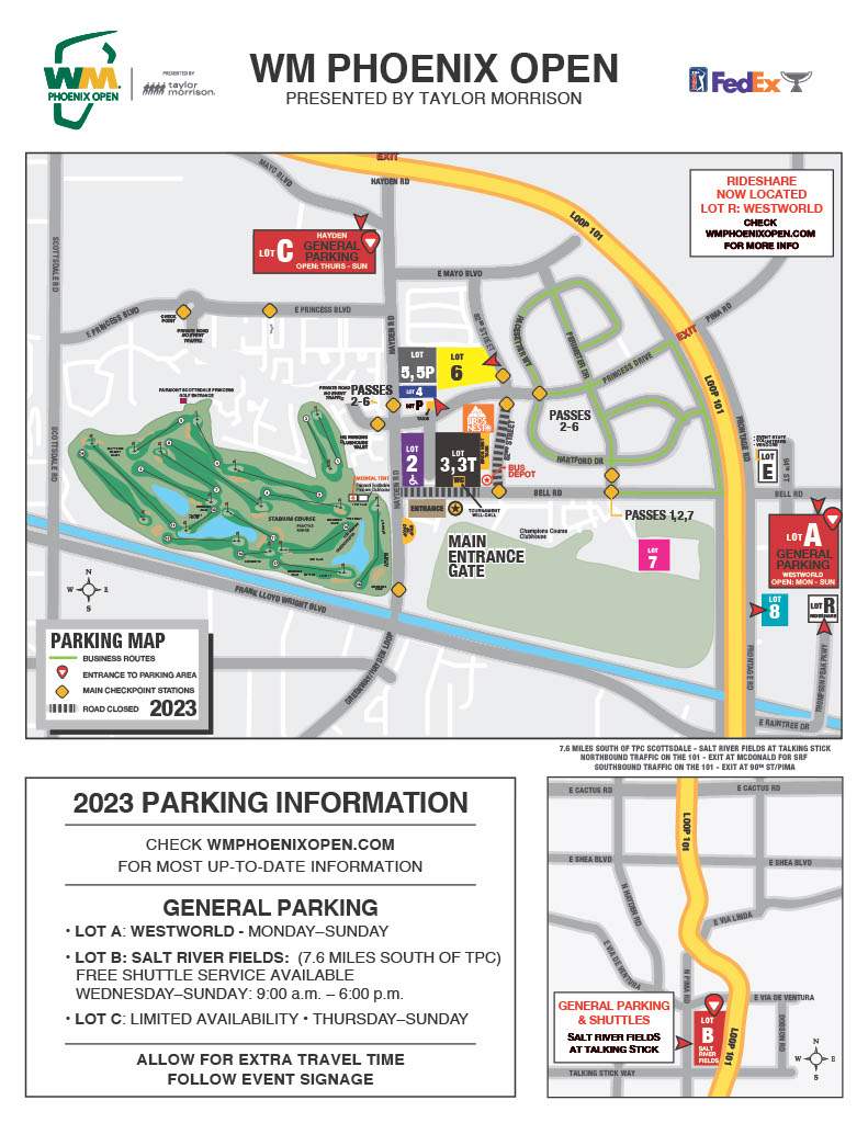 WM Phoenix Open 2023 Parking Map