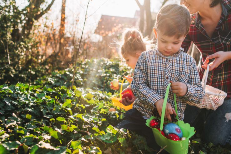 easter egg hunt stock
